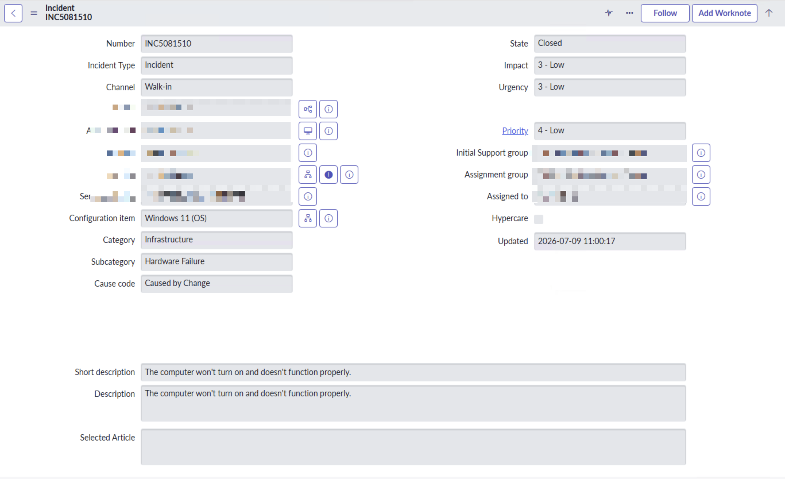 Desktop support visit summary report sample